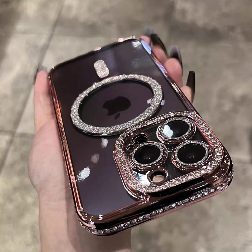 Luxury Bling Glitter - Shockproof Magnetic Wireless Charging Cover, Sparkling Jewelled Design for Women | Case for iPhone