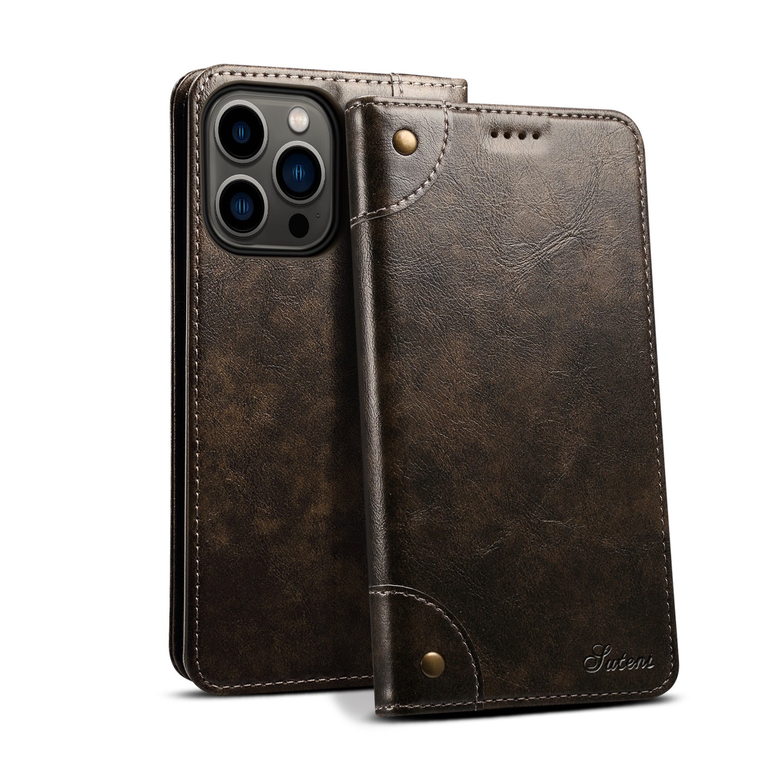 Retro Leather Wallet iPhone Case – Magnetic Closure, Card Slots, Shockproof Protection Durable PU Leather Cover for iPhone