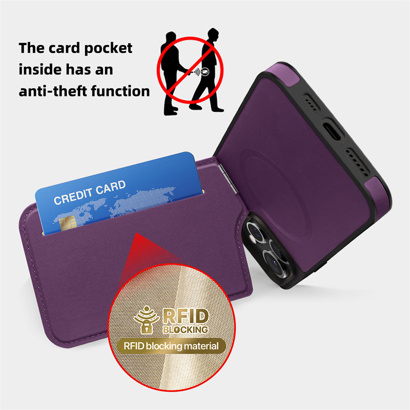 Premium MagSafe Leder iPhone Hülle – Magnetisches kabelloses Laden, Kartenhalter Wallet, stoßfeste Schutz, elegantes Design für iPhone Modelle