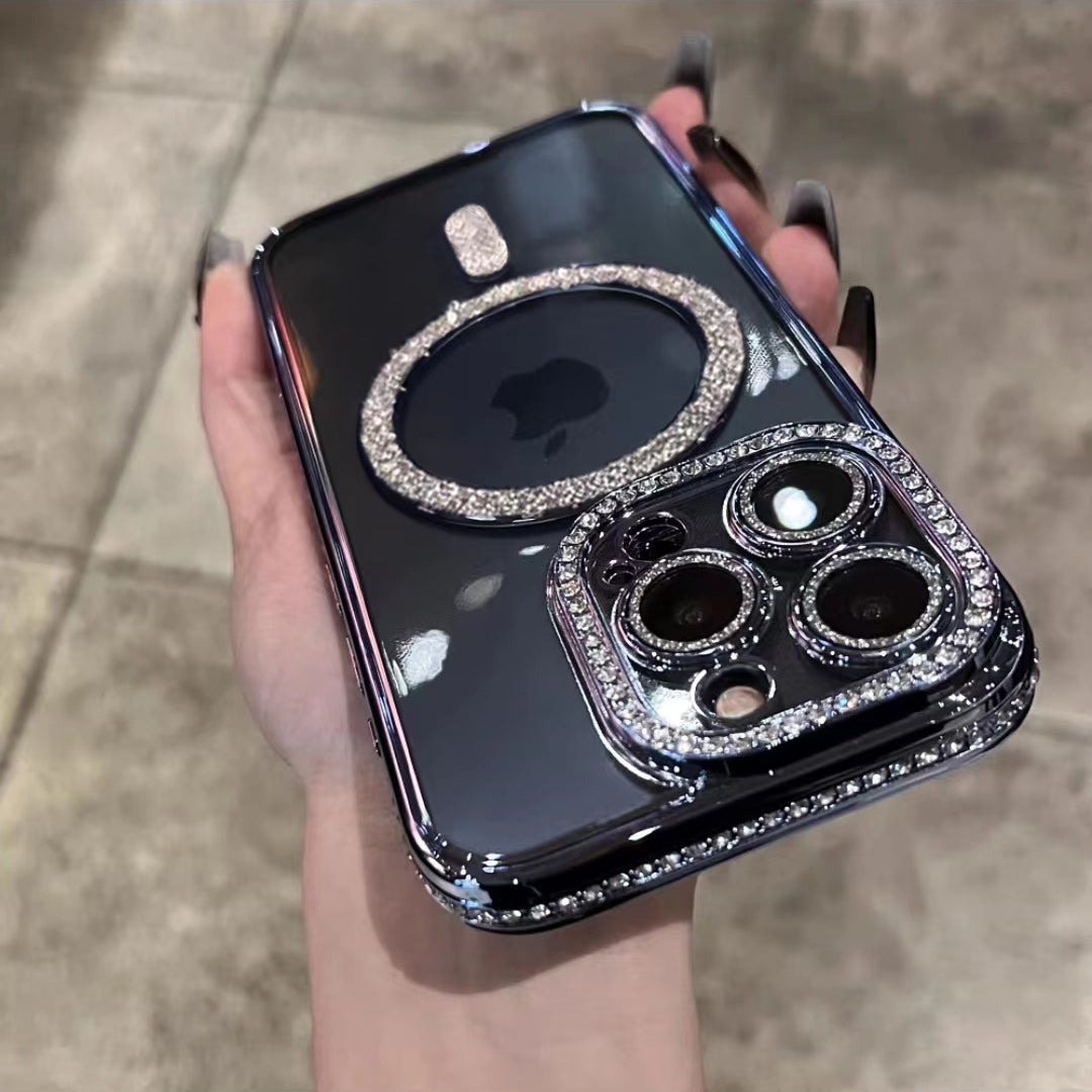 Luxury Bling Glitter - Shockproof Magnetic Wireless Charging Cover, Sparkling Jewelled Design for Women | Case for iPhone