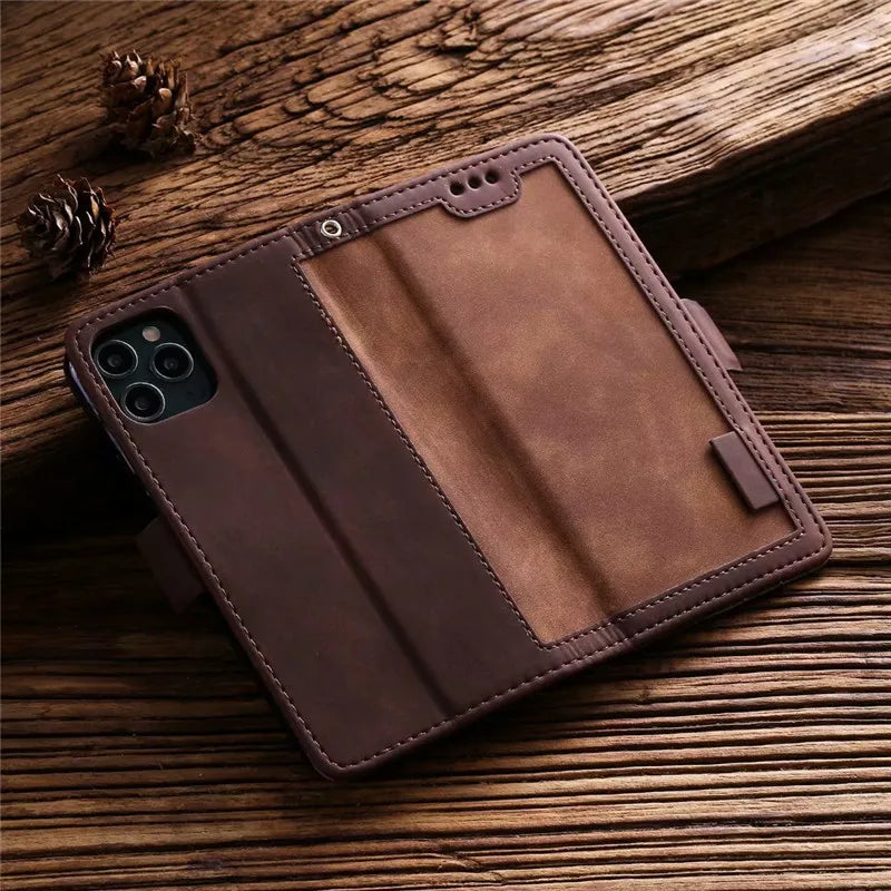 Luxuriöse Leder Flip Case – Premium Geldbörse, Magnetverschluss, Kartenfächer, Stoßschutz, Elegantes Design für iPhone