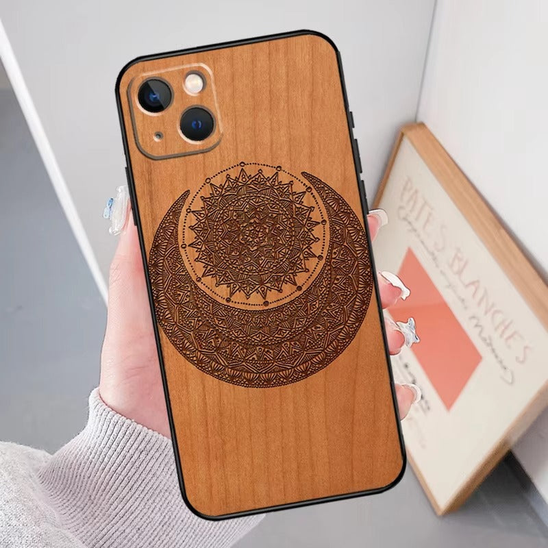 Luxury Apple iPhone Case, MagSafe Compatible, Camera Lens Protection, Screen Protection,  Artistic Wood Cover