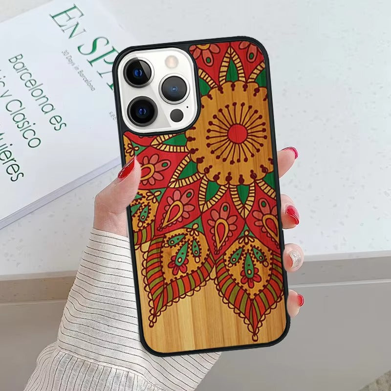 Luxury Apple iPhone Case, MagSafe Compatible, Camera Lens Protection, Magnetic, Full All Around Protection, Bamboo Wood Cover