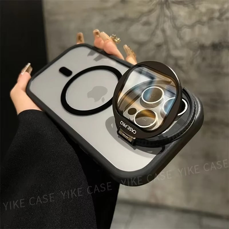 Luxury Apple iPhone Case MagSafe Compatible, Camera Lens & Screen Protection, Cover with Acrylic Stand & Glass Camera
