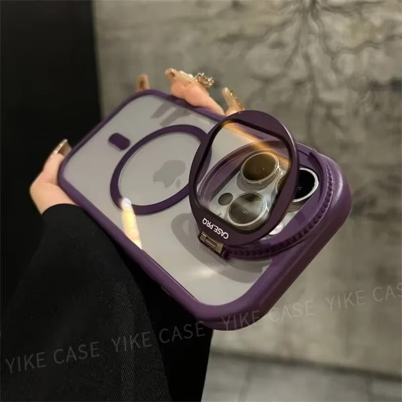 Luxury Apple iPhone Case MagSafe Compatible, Camera Lens & Screen Protection, Cover with Acrylic Stand & Glass Camera