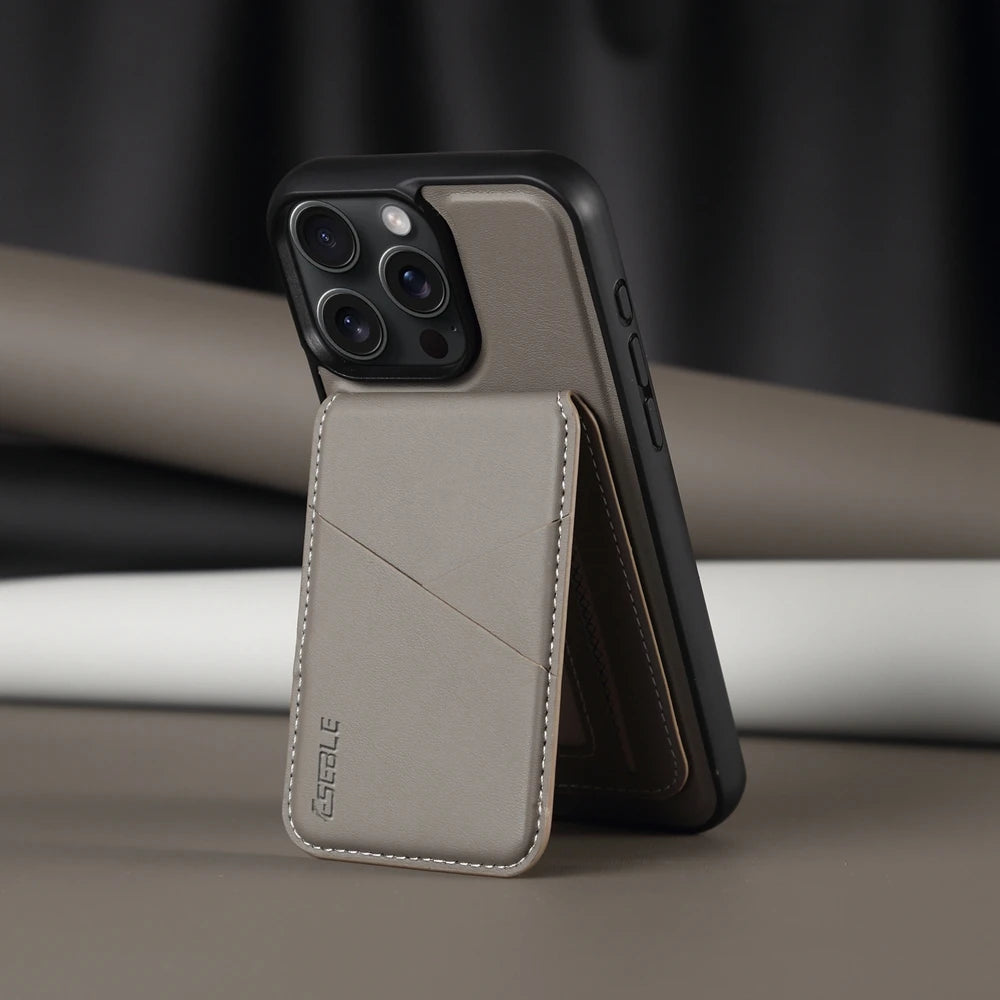 Luxuriöse Magnetische Leder Geldbörse iPhone Hülle – 2-in-1 MagSafe Kartenhalter, Ständer, Stoßfesten Schutz, Premium Design, Kabelloses Laden Kompatibel für iPhone Modelle
